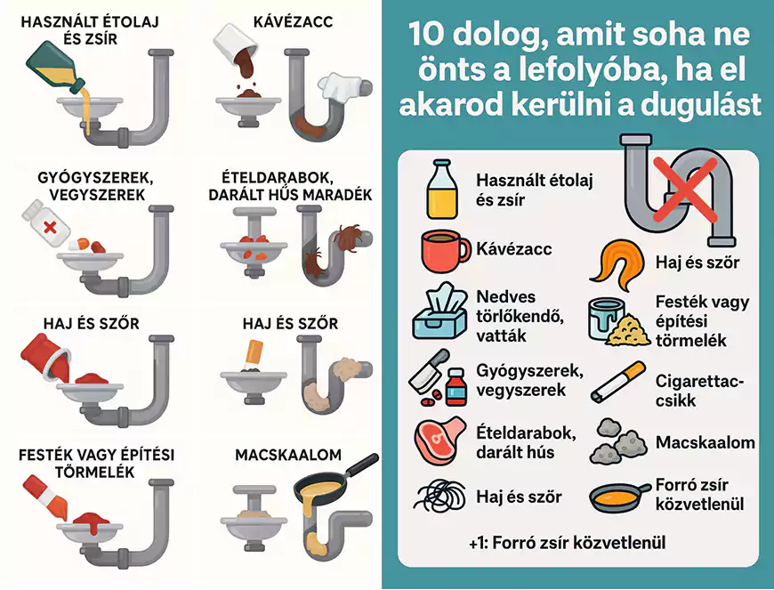 10 dolog, amit soha ne önts a lefolyóba, ha el akarod kerülni a dugulást